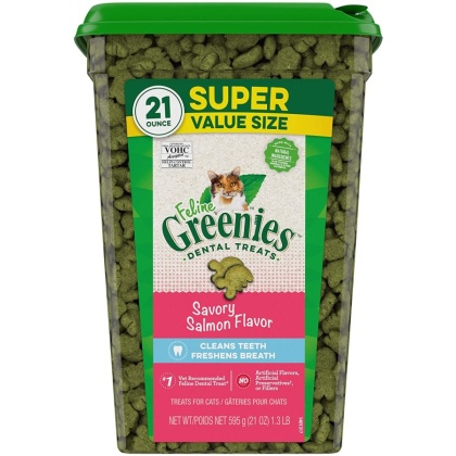 Greenies Feline Natural Dental Treats Tempting Salmon Flavor