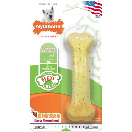 Nylabone Flexi Chew Dog Bone - Chicken Flavor