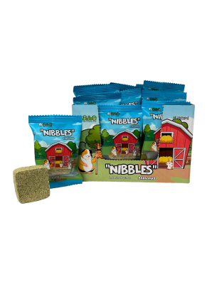 A and E Cages Barnyard Nibbles Hay Chew Small Animal Bites Round 32pc Display