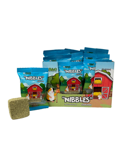 A and E Cages Barnyard Nibbles Hay Chew Small Animal Bites Round 32pc Display