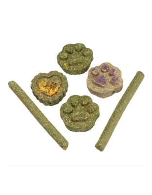 A and E Cages Barnyard Nibbles Hay Chew Small Animal Bites Variety 6pc