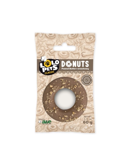 A & E Cages LoLo Pets Bakery Gourmet Donut Dog Treat Peanut Butter, 1ea/One Size