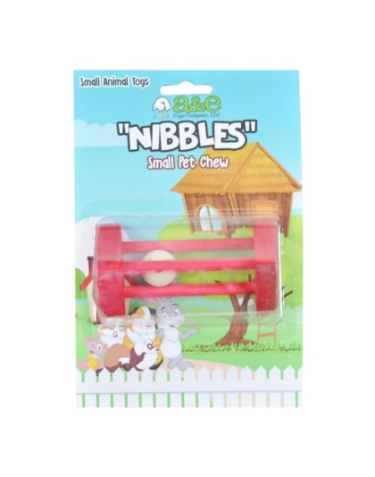 A &E Cages Wooden Triangle with Ball Small Animal Chew Toy 1ea