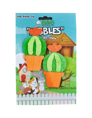 A &E Cages Nibbles Small Animal Loofah Chew Toy Barrel Cactus; 1ea