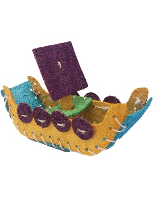 A &E Cages Nibbles Small Animal Loofah Chew Toy Boat; 1ea