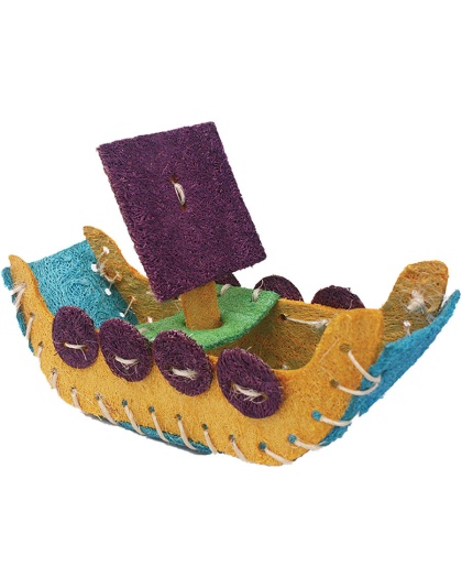 A &E Cages Nibbles Small Animal Loofah Chew Toy Boat; 1ea
