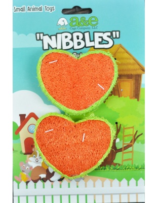 A &E Cages Nibbles Small Animal Loofah Chew Toy Hearts; 1ea