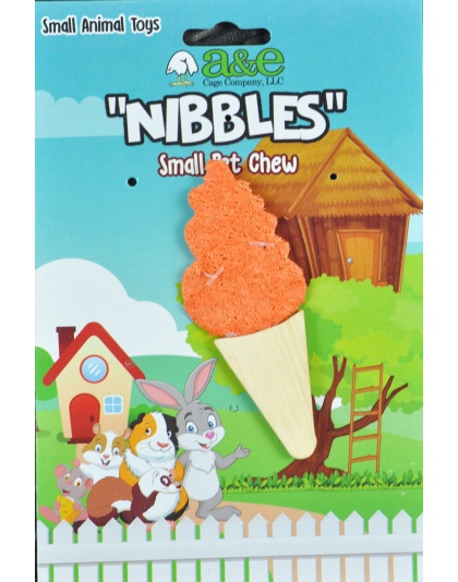 A &E Cages Nibbles Small Animal Loofah Chew Toy Ice Cream Cone; 1ea