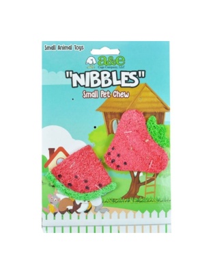A &E Cages Nibbles Small Animal Loofah Chew Toy Strawberry Watermelon Slice; 1ea