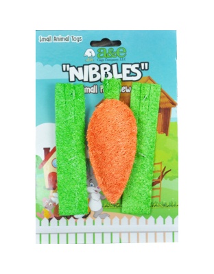 A &E Cages Nibbles Small Animal Loofah Chew Toy Carrot Celery; 1ea