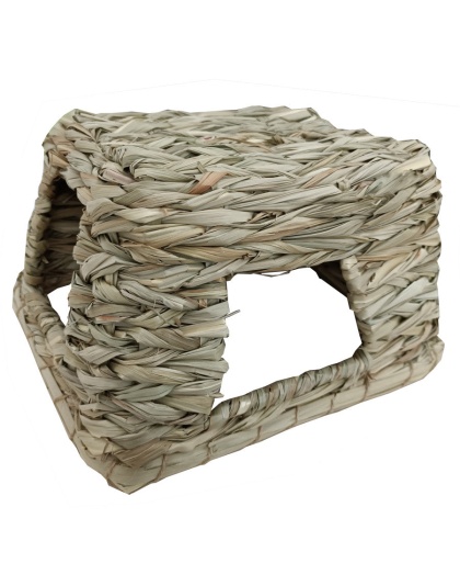 A E Cages Small Animal MultiHole Grass Play Hut Natural; 1ea-MD