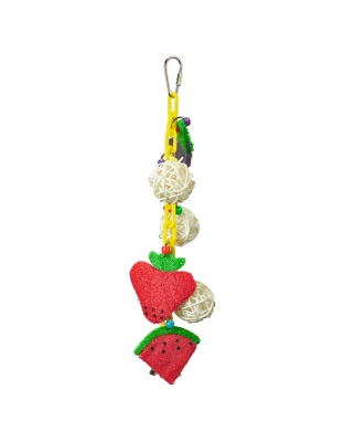 A and E Cages Happy Beaks Fruit and Vegetables on Chain Bird Toy One Size