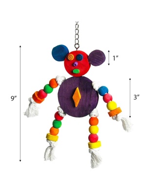 A and E Cages Happy Beaks The Crazy Wooden Mouse Bird Toy 10in x 1in x 10in