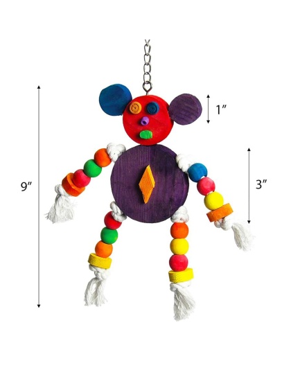 A and E Cages Happy Beaks The Crazy Wooden Mouse Bird Toy 10in x 1in x 10in