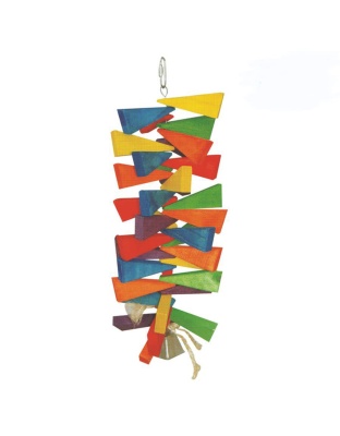 A and E Cages Happy Beaks Wooden Wedges w- Bell Bird Toy LG