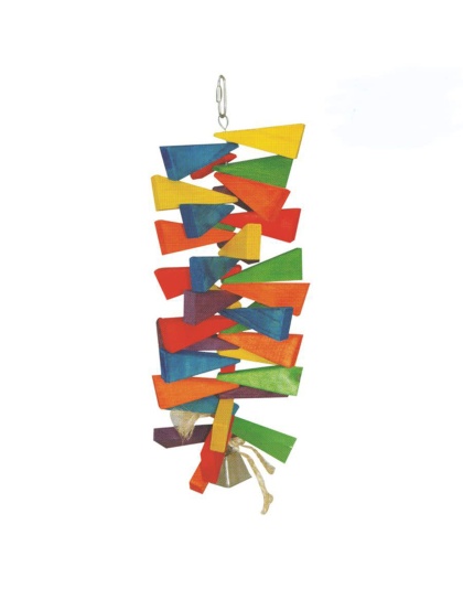 A and E Cages Happy Beaks Wooden Wedges w- Bell Bird Toy LG
