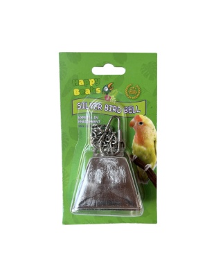 A & E Cages Happy Beaks Silver Bird Bell on Chain Bird Toy 1ea/LG