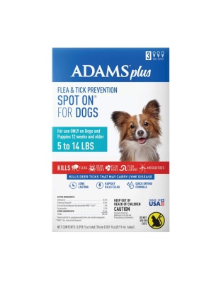Adams Plus Flea & Tick Prevention Spot On for Dogs 3 month supply Clear 1ea/SMall Dog 5 To 14 lb