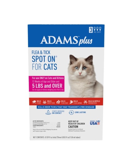 Adams Plus Flea & Tick Spot On for Cats & Kittens 1ea/Over 2.5 Lbs But Under 5 lb