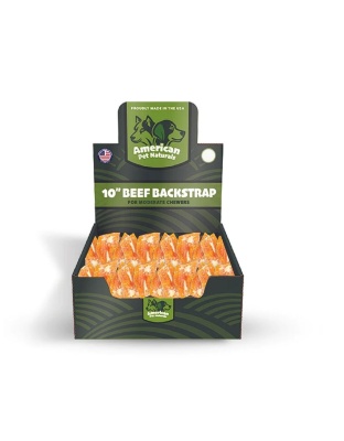 American Pet Naturals Dog Grain Free Beef Backstrap 5 Inch 50 Count Display
