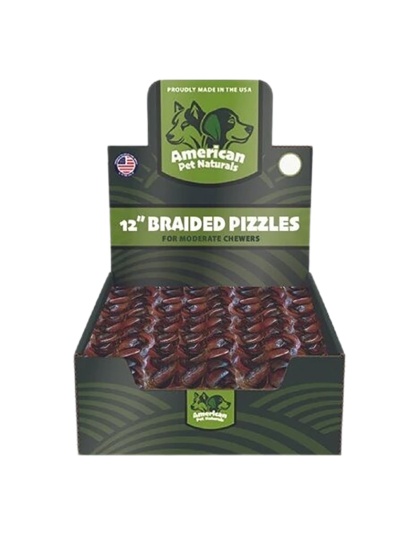American Pet Naturals Dog Grain Free Braided Bully 12 Inch 25 Count Display