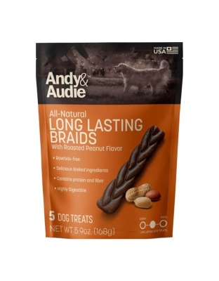 Andy & Audie Alternative Braid Chews For Dogs Nut Medium-5 Count 5.9oz.
