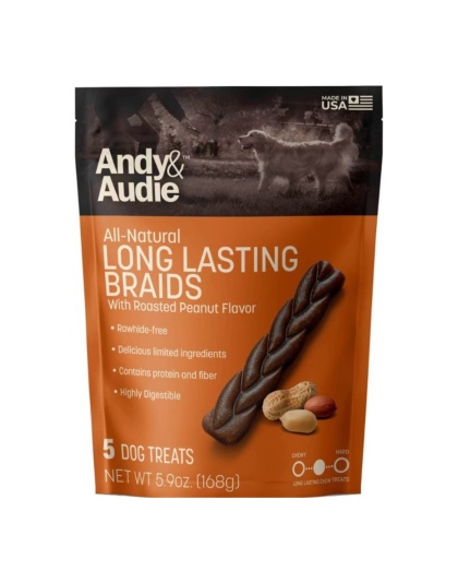 Andy & Audie Alternative Braid Chews For Dogs Nut Medium-5 Count 5.9oz.