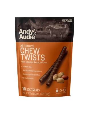 Andy & Audie Alternative Twist Chews For Dogs Nut Small-10 Count  6.02oz.