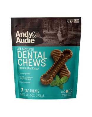 Andy & Audie Dental Chews For Dogs Mint Medium 6oz.