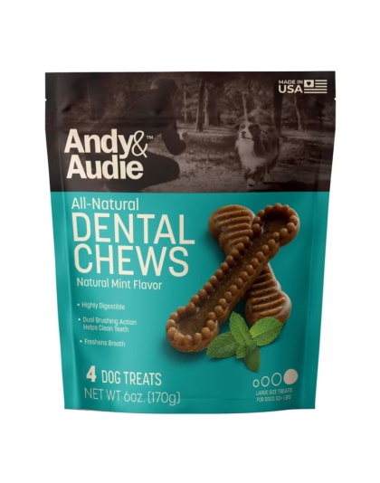 Andy & Audie Dental Chews For Dogs Mint Large 6oz.