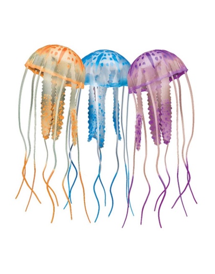 Aquatop Floating Jellyfish Aquarium Ornament Orange/Blue/Violet 1ea/2 in, 3 pk