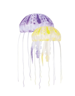 Aquatop Floating Jellyfish Aquarium Ornament Purple/Yellow 1ea/2 In & 3 in, 2 pk