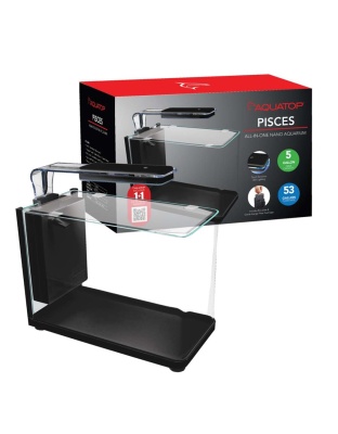 Aquatop PISCES All-in-one Nano Bullet Glass Aquarium Kit Black, Clear 1ea/5 gal