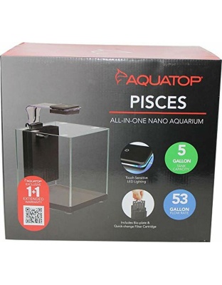 Aquatop PISCES All-in-one Nano Cube Glass Aquarium Kit Black, Clear 1ea/5 gal