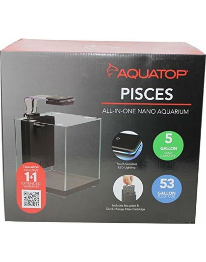 Aquatop PISCES All-in-one Nano Cube Glass Aquarium Kit Black, Clear 1ea/5 gal
