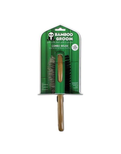 Bamboo Groom Combo Brush with Bristles and Pins Large