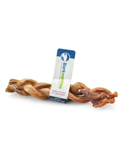 Barkworthies Braided Pork Pizzle 30ea/6 in, 30 ct