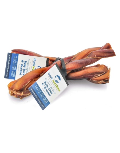 Barkworthies Naturally Scented Braided Bully Stick 30ea/6 in, 30 ct