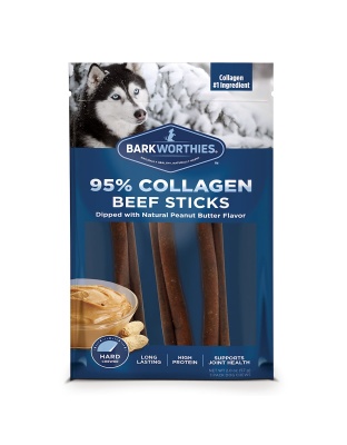 Barkworthies Dog Collagen Grain Free Beff Peanut Butter Stick 6 Inch (Case Of 50)