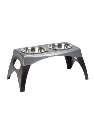 Bergan Stormcloud Elevated Feeder 2 Dog Bowl Black/Grey 1ea/MD