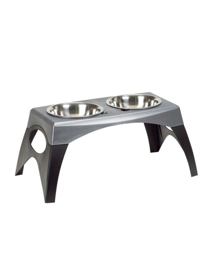Bergan Stormcloud Elevated Feeder 2 Dog Bowl Black/Grey 1ea/MD