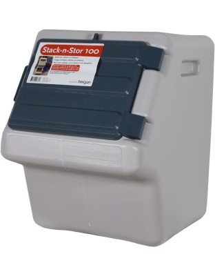 Bergan Stack-N-Stor Pet Food Storage Beige/Navy 1ea/LG