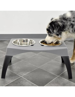 Bergan Stormcloud Elevated Feeder 2 Dog Bowl Black/Grey 1ea/XL