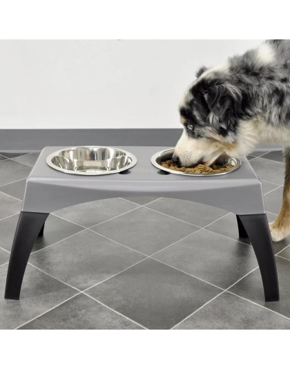 Bergan Stormcloud Elevated Feeder 2 Dog Bowl Black/Grey 1ea/XL