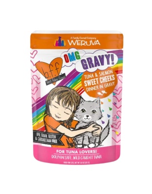 BFF Cat Omg Tuna and Salmon Sweet Cheeks Dinner in Gravy 3oz. (Case of 12)