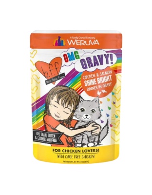 BFF Cat OMG Chicken and Salmon Shine Bright Chicken and Salmon Dinner in Gravy 2.8oz. Pouch (Case of 12)