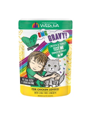 BFF Cat OMG Chicken and Turkey Text Me Dinner in Gravy 2.8oz. Pouch (Case of 12)