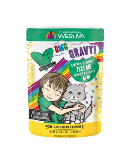 BFF Cat OMG Chicken and Turkey Text Me Dinner in Gravy 2.8oz. Pouch (Case of 12)