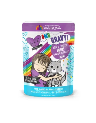 BFF Cat Omg Booya! Beef and Chicken Dinner in Gravy 2.8oz. Pouch (Case of 12)