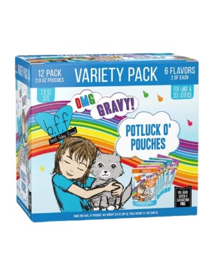 BFF Cat Omg Potluck O Pouches Variety Pack. 2.8oz.(Case of 12)